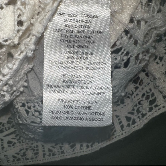 Josie Ivory Gustavia Embroidered Lace Boho Top Sz S - Picture 5 of 12